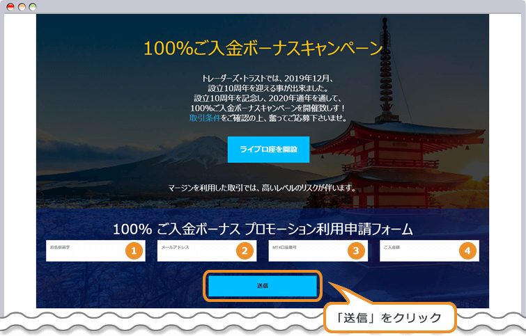 TTCM100%ボーナス申請フォーム