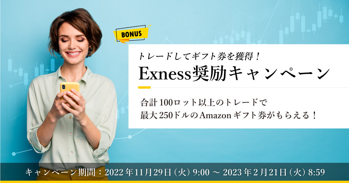 Exness 奨励キャンペーン トレードして最大250ドルのギフト券を獲得！