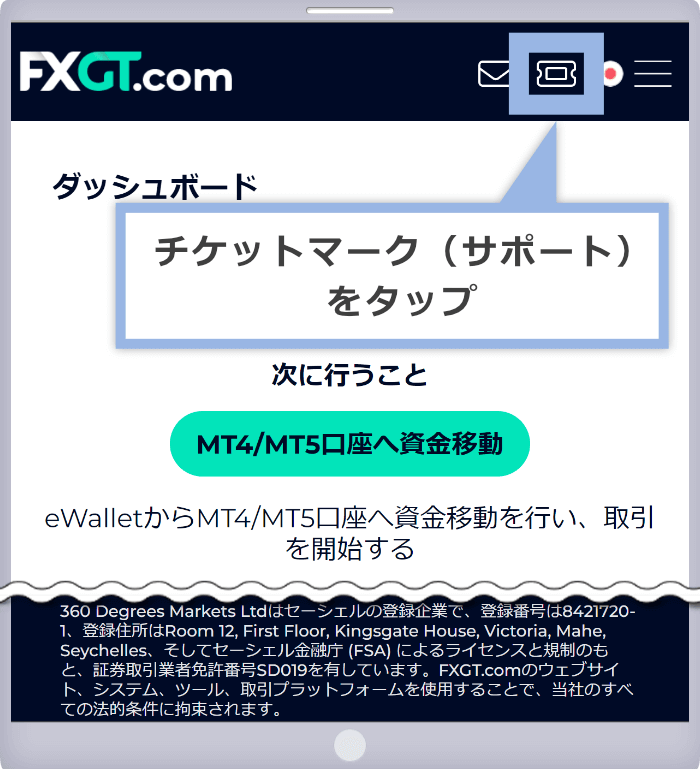 サポートメニューからチケットを作成する