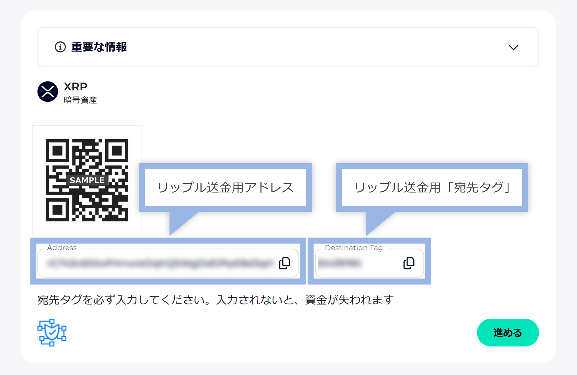 FXGT Ripple（XRP）の送金用アドレスと宛先タグ