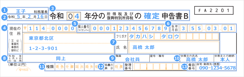 個人情報の記入