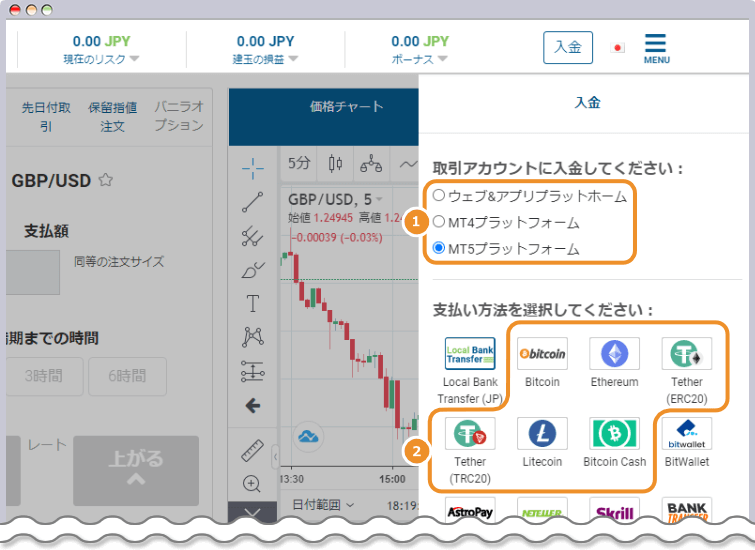 入金銀行の表示