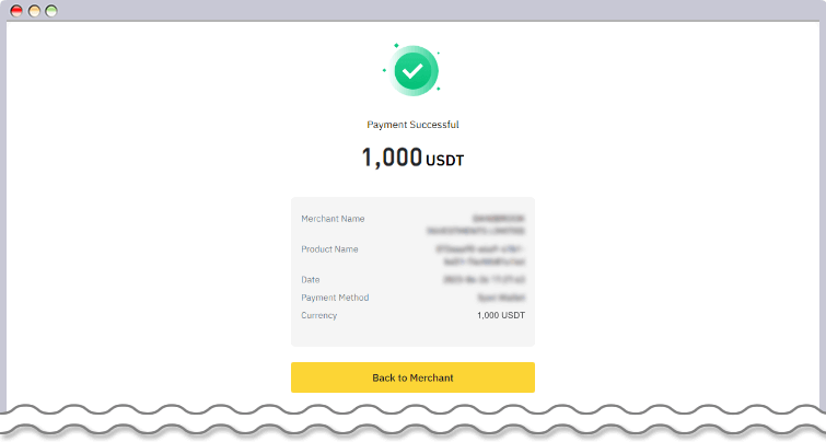 Binance Pay送金完了画面