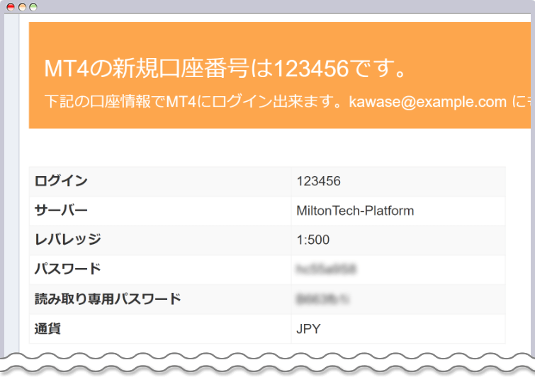 新規口座開設完了のお知らせ