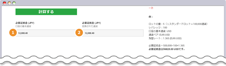 証拠金計算結果