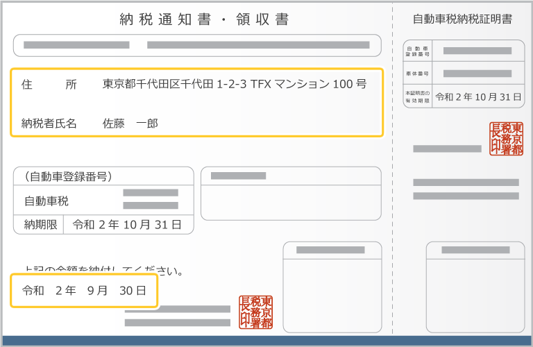 納税通知書(領収証書)などの租税通知書
