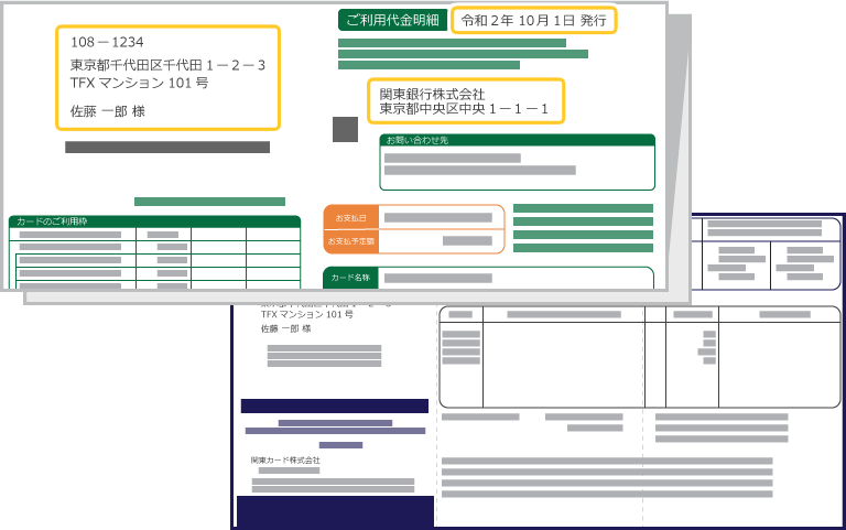 クレジットカード・銀行利用明細書/請求書