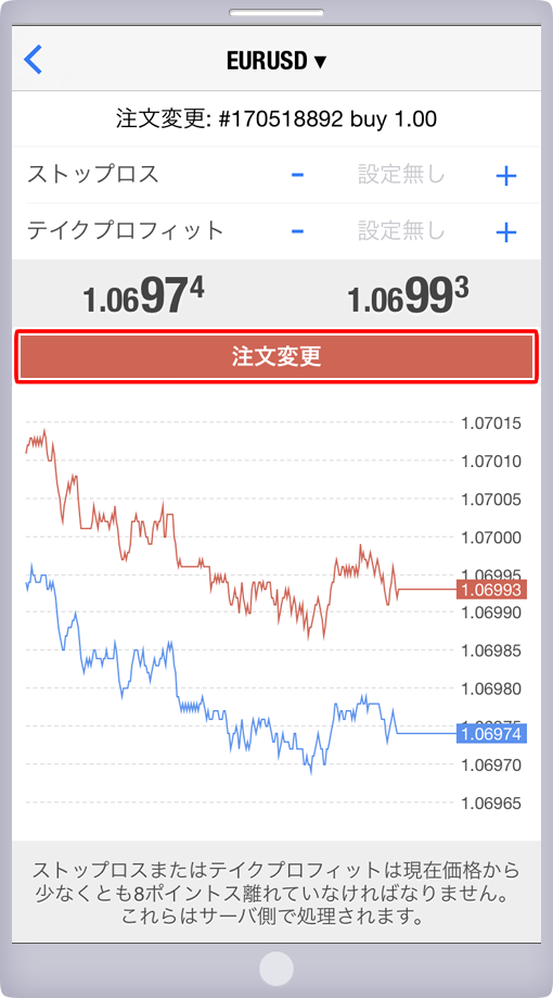 注文変更実行画面