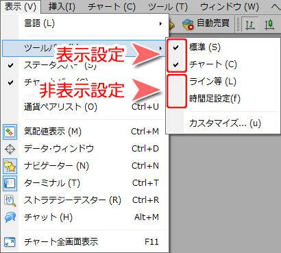 MetaTrader4 ツールバー内のアイコンをカテゴリごとにカスタマイズする方法