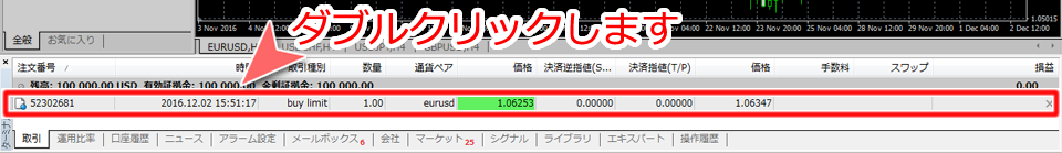 未約定注文の変更または取消