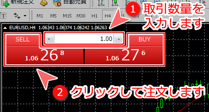 ワンクリック取引注文画面
