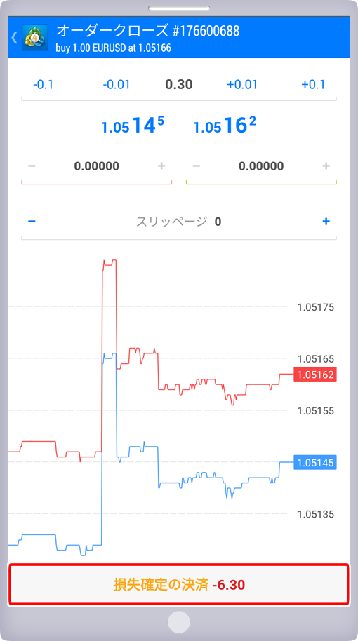 成行決済実行画面