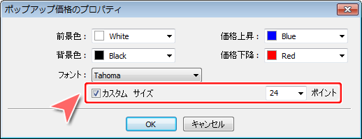 MetaTrader4 「ポップアップ価格のプロパティ」