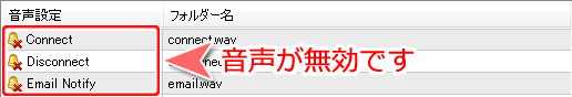 MetaTrader4「音声設定」音声無効化の状態
