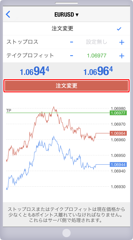 注文変更実行画面