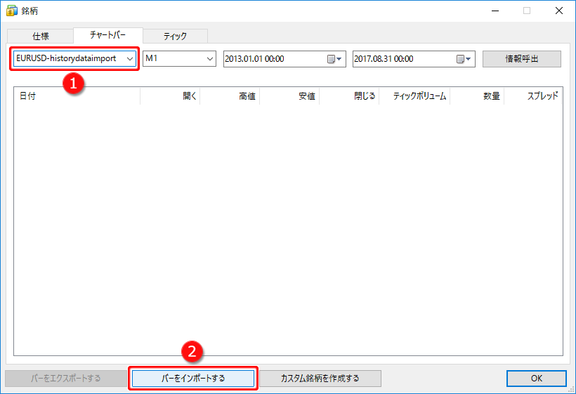 「銘柄」ウインドウ画面