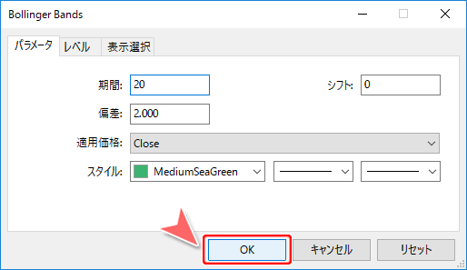 インディケータ設定画面