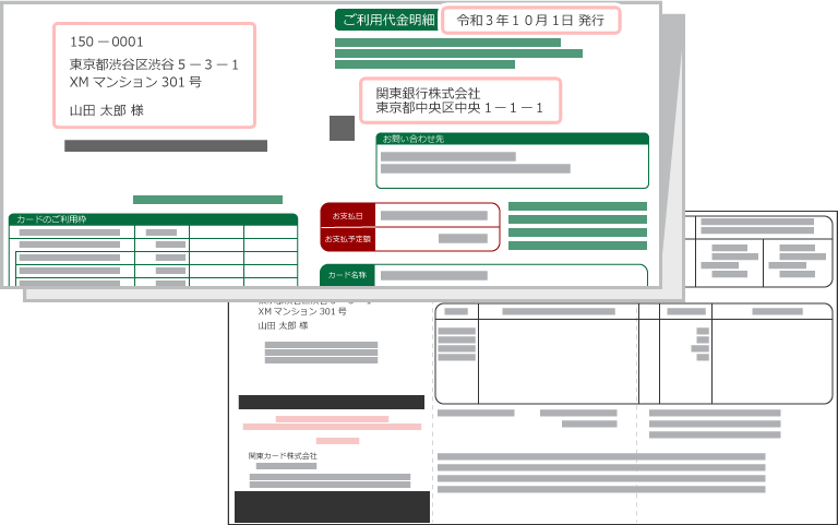 クレジットカード・銀行利用明細書/請求書