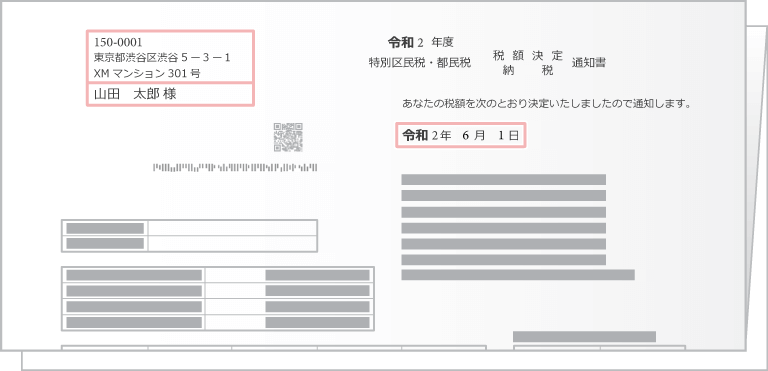 住民税(区市町村民税/都道府県民税)税額決定納税通知書