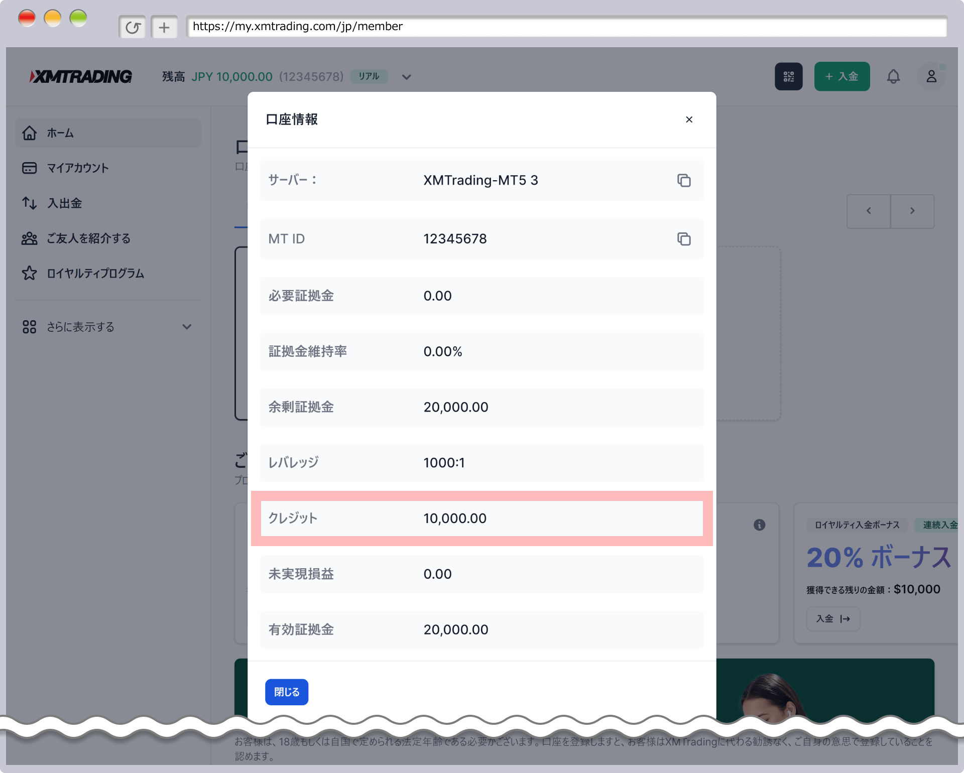 取引口座ごとのボーナス合計額が表示されます