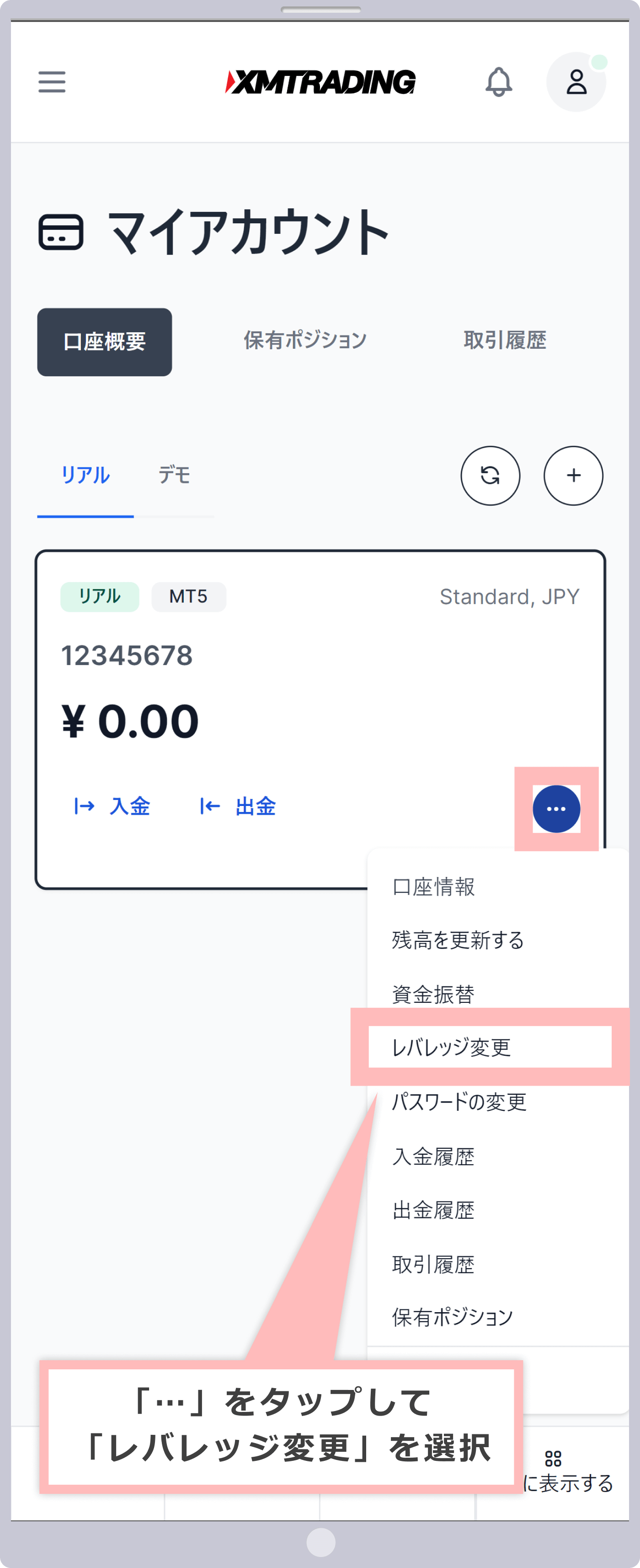 レバレッジを確認