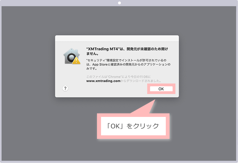 「開発元が未確認のため開けません」と表示された