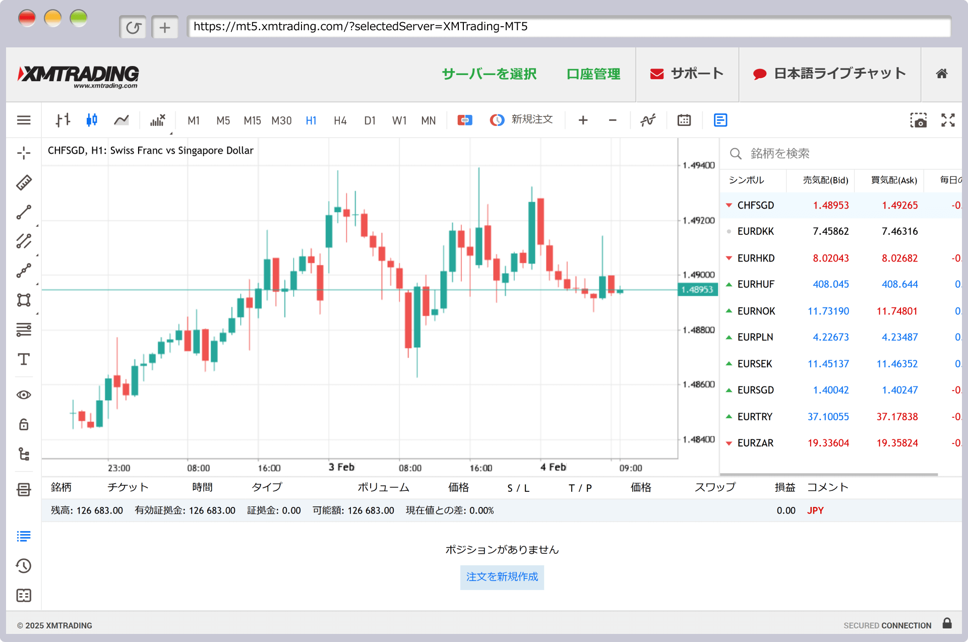 WebTraderへのログイン完了